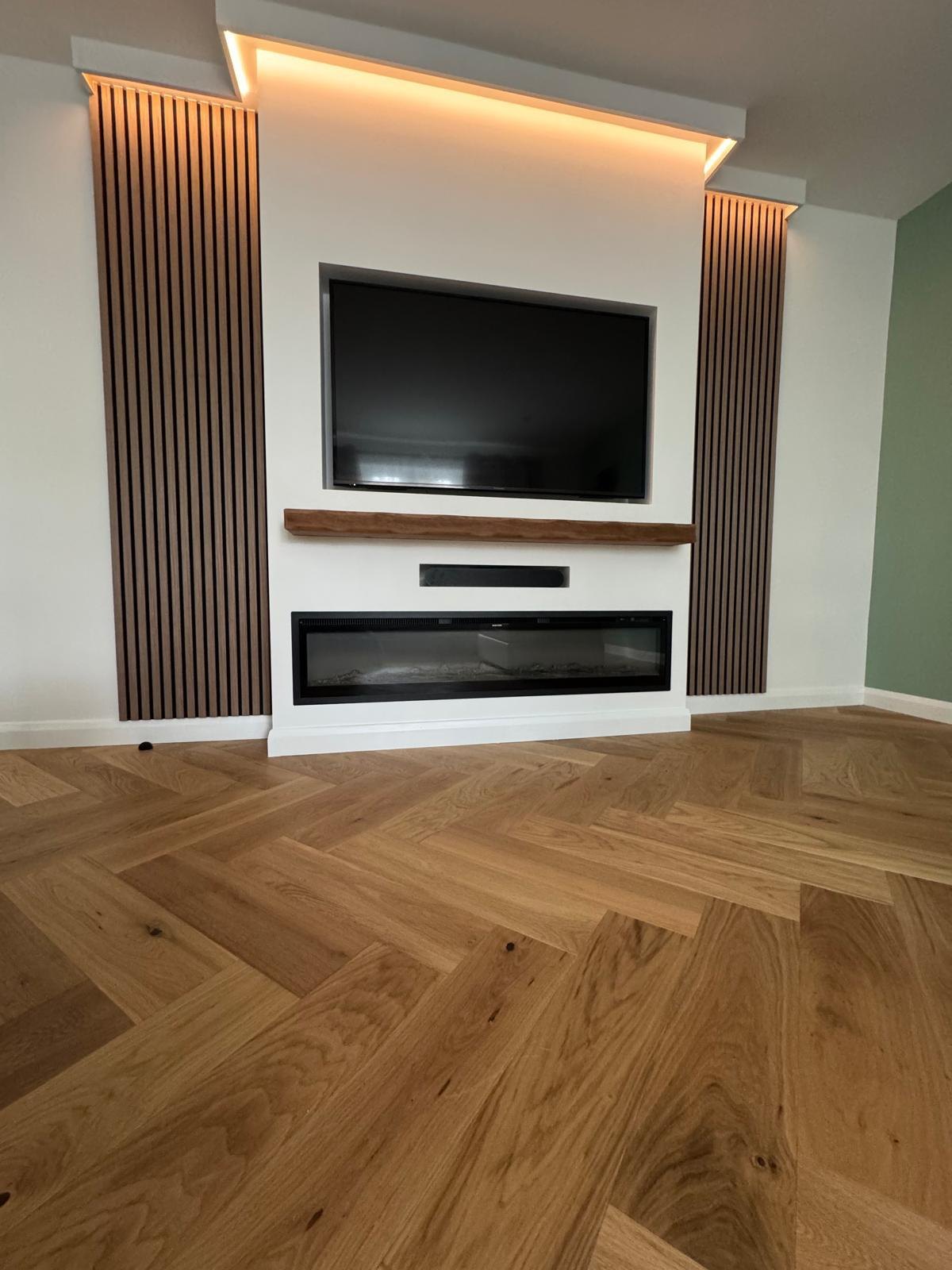 Media wall joinery in Purley by Professional Polish Builders